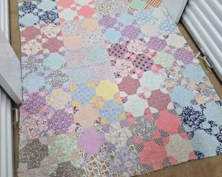 Handmade Patchwork Quilt with Soft Pastel Floral Backing