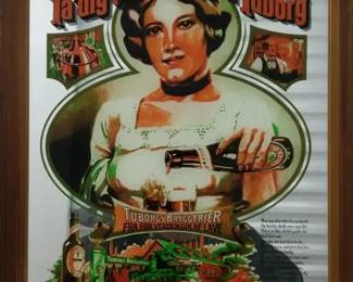 Vintage Framed Mirror Advertisement Tuborg Beer Handmade in England