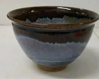 Handcrafted Dark Glazed Pottery Bowl