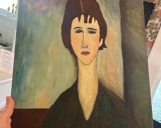 Vintage original 1960 oil painting of a woman
