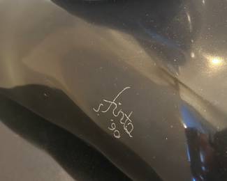 Sandor Finta, (1953-2008), Carrara white marble Sculpture.  "Infinity." Provenance Makk Galleries, Beverly Hills, signed S. Finta and dated 1990. 
 43 inches tall.