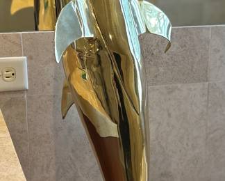 Giant Brass Dolphin. 31 inches tall.