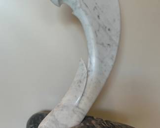 Sandor Finta, Hungarian born Sculptor (1943-2008). White Carrara Marble. Signed S. Finta '91.  21 x 13 x 11 inches.