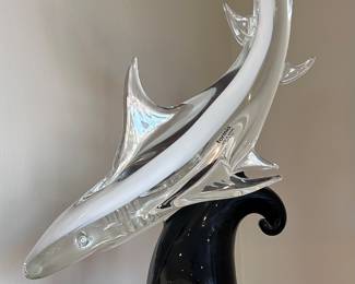 Formia Vetri Di Murano Glass Shark. Made in Italy. 23x11x7 inches