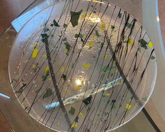 Modern fused art glass bowl unsigned. 19.25 in diameter.