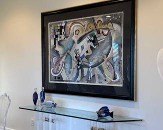 Framed Acrylic Shadow Box 57.5x77.5x1.5 Modern Abstract Mixed Media Original Art for Chrishawn. Signed Shawn & Carol Paul. 