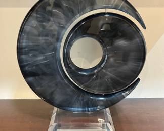 Shlomi Haziza Abstract Kinetic lucite sculpture. Signed. 20x17x8.