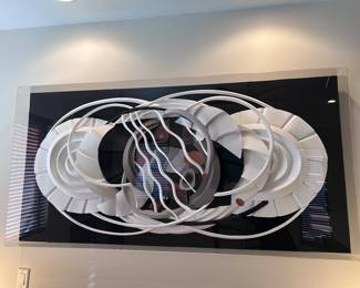 Crishawn, Abstract Paper Art in Acrylic Shadow Box. Signed. 72x36x6 inches.