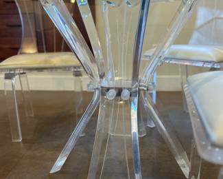 Lucite Butterfly Dining Table with Octogon beveled glass top. 42x42x29.5 inches.