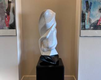 Sandor Finta, Hungarian, (1953-2008) "In Captivity." Carrara Marble. 43x18x7. Base 24x21x21.