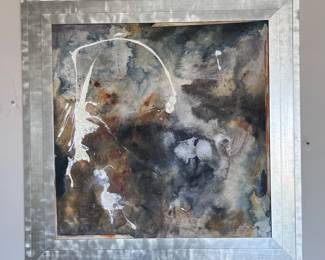 Abstract Modern Art. Titled "Sun Particles Vlll" Signed Cristo. 39x39 inches.