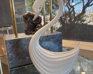 Elio Raffaeli Murano Glass Swan. 15x9x2 inches. signed.