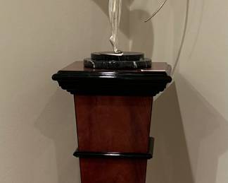 Art Deco Style Silvered Metal Figure of Diana the Huntress on Marble Base. 36x18x0.5 inches. Base is 9 inches 