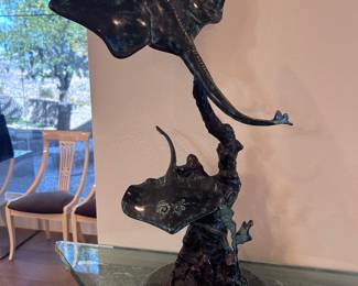 Two Stingrays Bronze Sculpture signed SPI (San Pacific International). 24x14x9.5 inches.