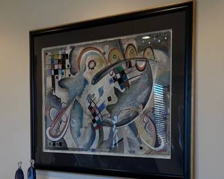 Framed Acrylic Shadow Box 57.5x77.5x1.5 Modern Abstract Mixed Media Original Art for Chrishawn. Signed Shawn & Carol Paul. 