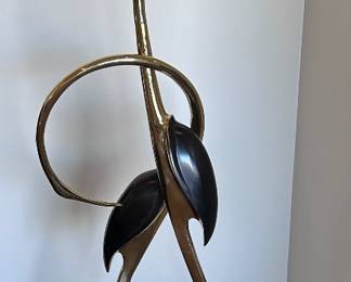 Attributed to Boris Lovet-Lorski. Entwined Cranes. Brass Sculpture. 65x13x13 inches.