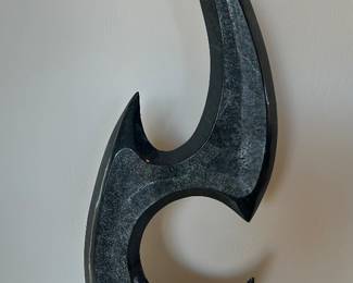 Black post modern abstract tessellated Stone Sculpture.