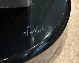 Hivo G. Van Teal. Abstract Figurative Sculptures Titled "Fred and Ginger" Silver gilt Lucite with black lacquer lucite base. Signed. 27 inches.