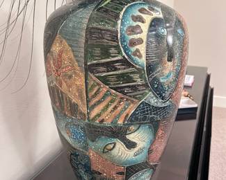 After Alexander Kalifano Large Modern impressionist vase. 22x11 inches.