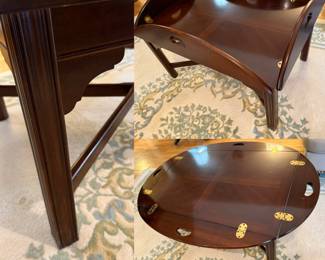 Vintage Butler Tray Table in Walnut With Folding Hinged Sides