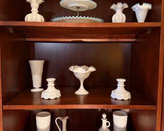 Collection of Vintage Milk-glass, Aqua Crest