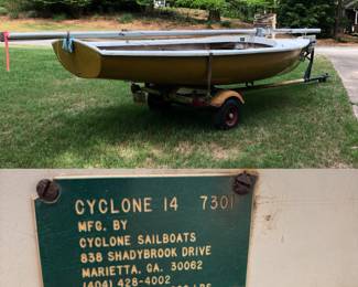 1973 Cyclone 14 ft fiberglass sailboat with a Murray trailer