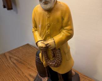 Vintage Chalk sea captain, or fisherman,  nautical collectible "Old Salty"  table lamp.