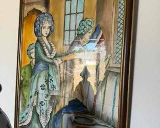 Framed 6  Painted Tile Mural 