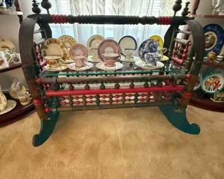 Turkish cradle, antique cups and saucers with dessert plates 