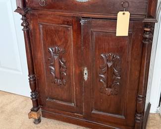 Antique Marble top 2 door cabinet