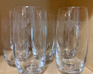 Set 6 etched glasses