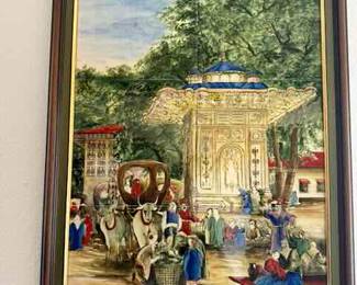 Framed 6  Painted Tile Mural 