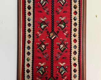 Framed Turkish Kilim Tree of Life Rug 