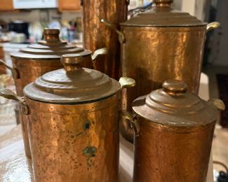 Set 5 TURKISH Copper canisters 