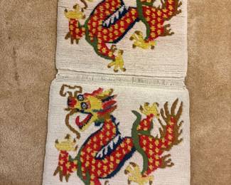 1'4" by 3' wool. Double Dragon  rug 
Professionally Cleaned 