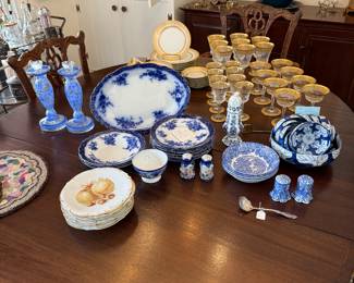 Dining Room 
Flow Blue dishes
Blue/white pieces
Limoges China 