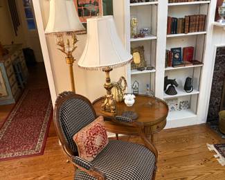 Living Room
Ornate floor lamp
Arm chair
Brandt oval stand with drawer
