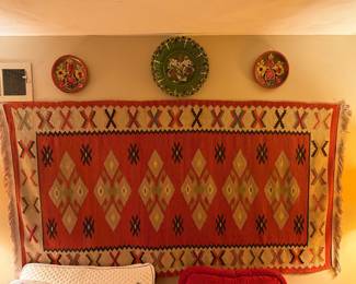 Upstairs Bedroom 
Wall hanging/rug
Pottery plates