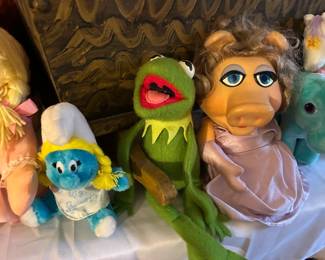 Vintage Smurfette, Kermit, and Piggy