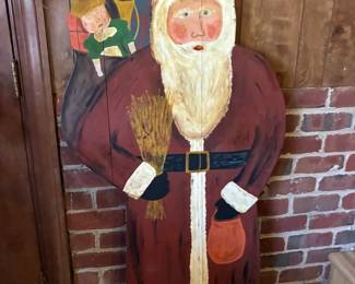 Folk art wooden Santa cutout
