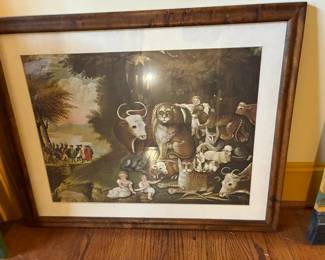 Framed print of "Peaceable Kingdom" by Quaker folk artist Edward Hicks