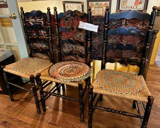 Antique Hitchcock ladder back chairs