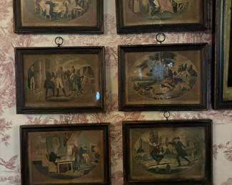 Set of 6 antique framed prints depicting the story of the Prodigal Son