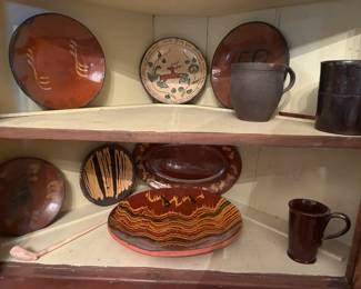 Antique redware dishes