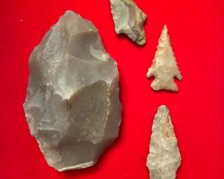 Native American points and scraper