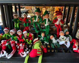 Selection of elf dolls and Annalee elf dolls