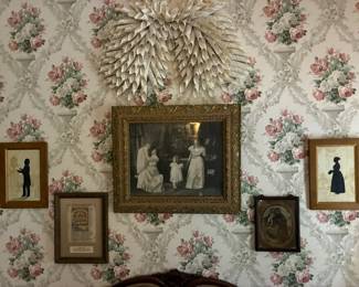 Framed antique and reproduction artwork