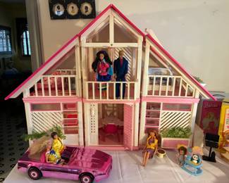 Vintage Barbie dream house and car