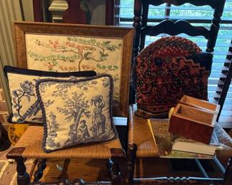 Large selection of antique chairs and decorative items