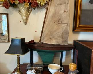 Model ship and various decor items